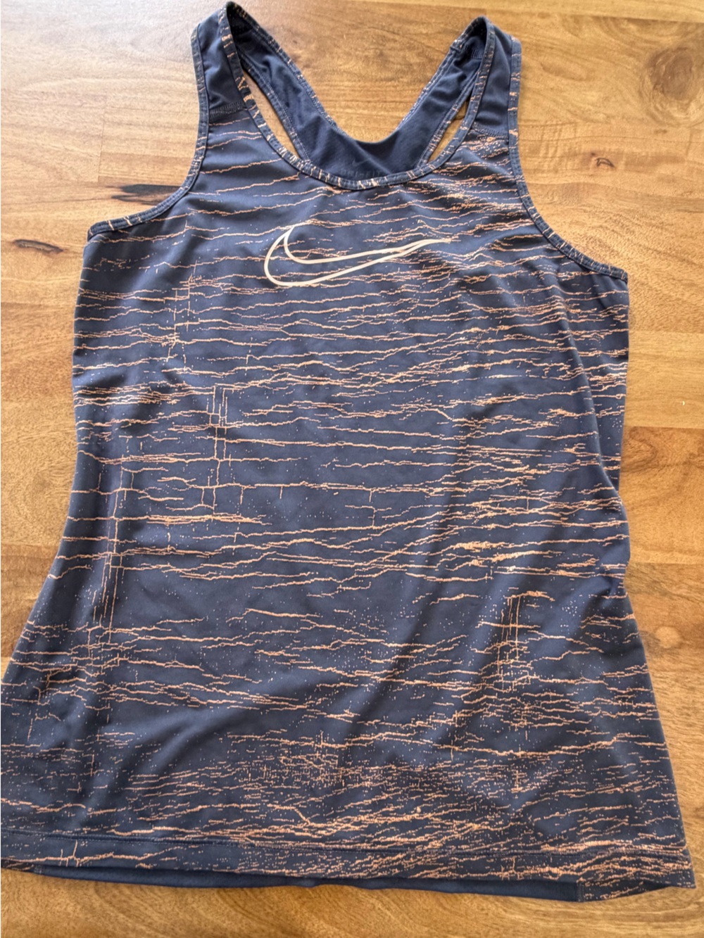 Nike Dri-Fit Charcoal Tank Top with Copper Metallic Stripe Print Size Medium